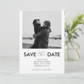Minimale handgeschreven foto met script, wit save the date (Staand voorkant)