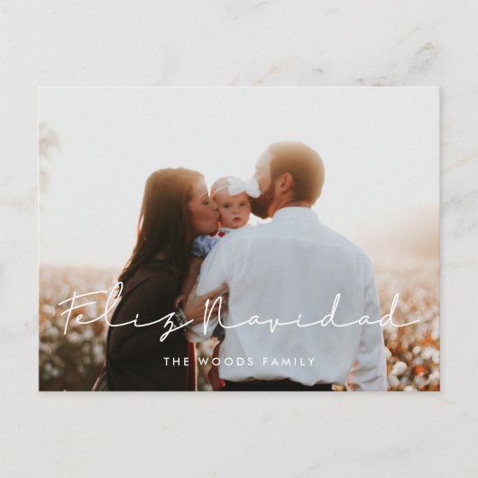 Minimale handgeschreven foto van Feliz Navidad Briefkaart (Voorkant)