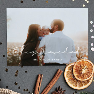 Minimale handgeschreven foto van Feliz Navidad Briefkaart