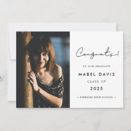 Minimale handgeschreven gefeliciteerde fotokaart aankondiging