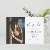 Minimale handgeschreven gefeliciteerde fotokaart aankondiging (Staand voorkant)