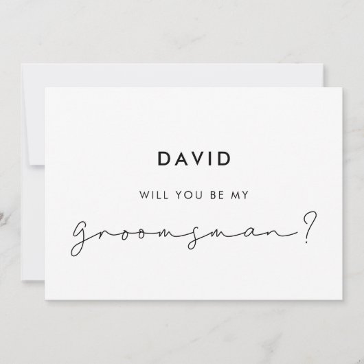 Minimale handgeschreven groomsman-ontwerpkaart kaart (Voorkant)