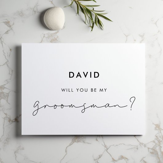 Minimale handgeschreven groomsman-ontwerpkaart kaart