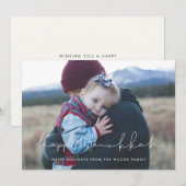 Minimale handgeschreven Happy Hanukkah foto Feestdagenkaart (Voorkant / Achterkant)