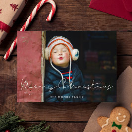 Minimale handgeschreven kerstfoto voor Merry Feestdagenkaart
