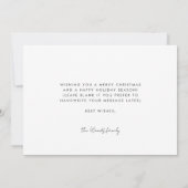 Minimale handgeschreven kerstfoto voor Merry Feestdagenkaart (Achterkant)