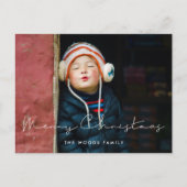 Minimale handgeschreven kinder kerstfoto voor Merr Briefkaart (Voorkant)