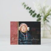 Minimale handgeschreven kinder kerstfoto voor Merr Briefkaart (Staand voorkant)