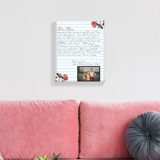 Minimale handgeschreven liefdesbrief Mam bericht Canvas Afdruk (Insitu (Woonkamer))