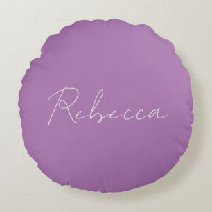 Minimale handgeschreven naam Lavender Pink Rond Kussen