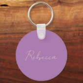Minimale handgeschreven naam Lavender Pink Sleutelhanger (Voorkant)