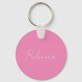 Minimale handgeschreven naam Lavender Pink Sleutelhanger (Achterkant)