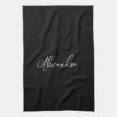 Minimale handgeschreven naam, zwart theedoek (Verticaal)