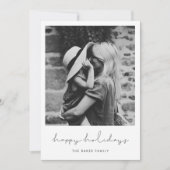 Minimale handgeschreven Prettige feestdagen foto Feestdagenkaart (Voorkant)