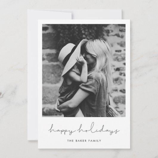 Minimale handgeschreven Prettige feestdagen foto Feestdagenkaart (Voorkant)
