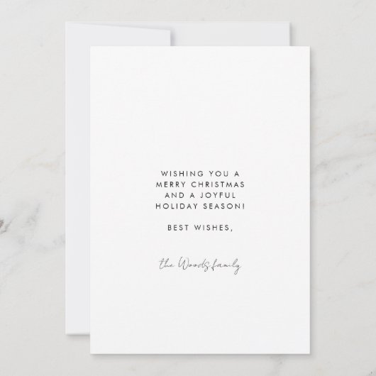 Minimale handgeschreven Prettige feestdagen foto Feestdagenkaart (Achterkant)