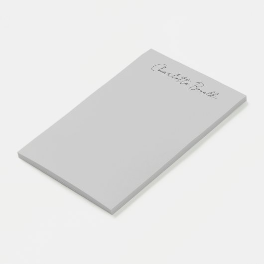 Minimale handgeschreven scriptnaam grijs post-it® notes (Schuin)