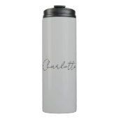 Minimale handgeschreven scriptnaam grijs thermosbeker (Voorkant)