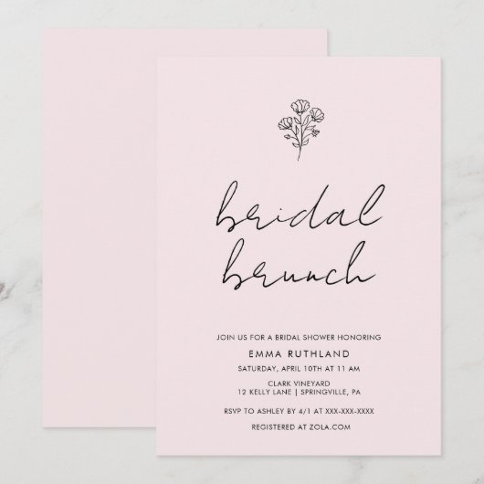 Minimale handgeschreven uitnodiging voor een brida (Voorkant / Achterkant)