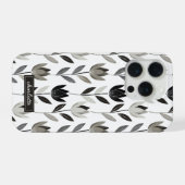 Minimale handgetekende Boho tulpen monogram naam iPhone Hoesje (Achterkant horizontaal)