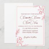 Minimale handgetekende bruiloft kaart (Voorkant / Achterkant)