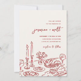 Minimale handgetekende grillige krabbel trouwkaart save the date