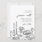 Minimale handgetekende speelse krabbel trouwkaart save the date (Voorkant)