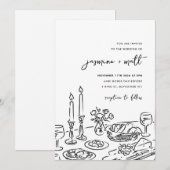 Minimale handgetekende speelse krabbel trouwkaart save the date (Voorkant / Achterkant)