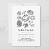 Minimale handgetekende Thanksgiving-diner herfst Kaart (Voorkant)