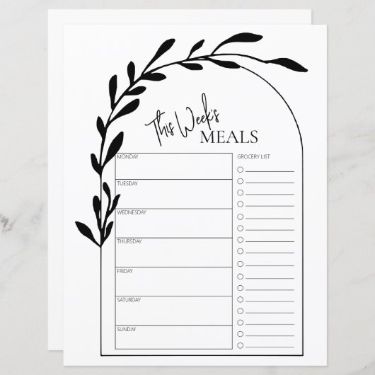 Minimale handleiding Tekst wekelijks Meal Planner (Voorkant / Achterkant)
