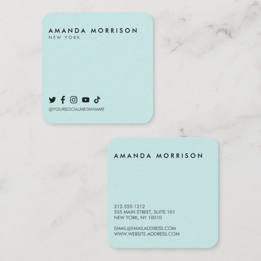 Minimale handleiding voor professionele sociale me vierkante visitekaartje (Voorkant / Achterkant)