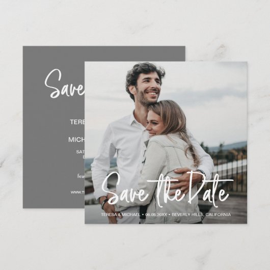 Minimale handlettering Sla de datumFoto op (Voorkant / Achterkant)