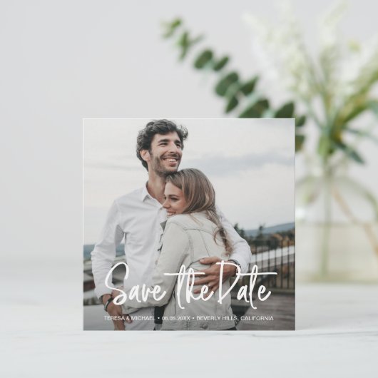 Minimale handlettering Sla de datumFoto op (Staand voorkant)