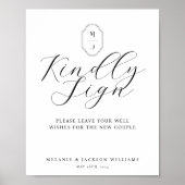 Minimale handmatige gebarenteken voor eBay Manuscr Poster (Voorkant)