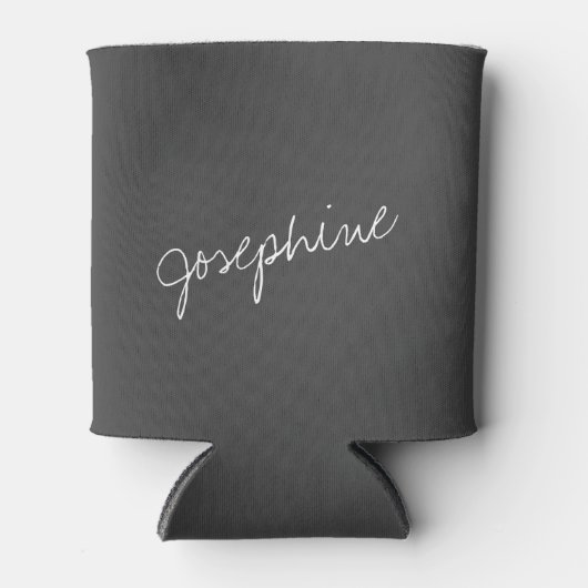 Minimale handomdragende naam zwart wit blikjeskoeler (Voorkant)