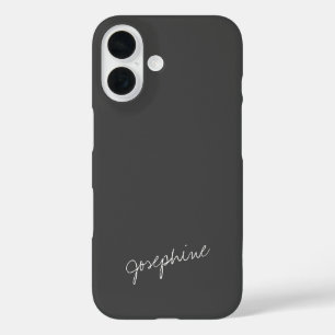 Minimale handomdragende naam zwart wit iPhone 16 hoesje