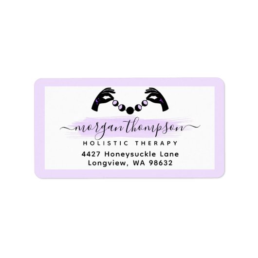 Minimale handpalen en moonfasen Reiki-adreslabel Etiket (Voorkant)
