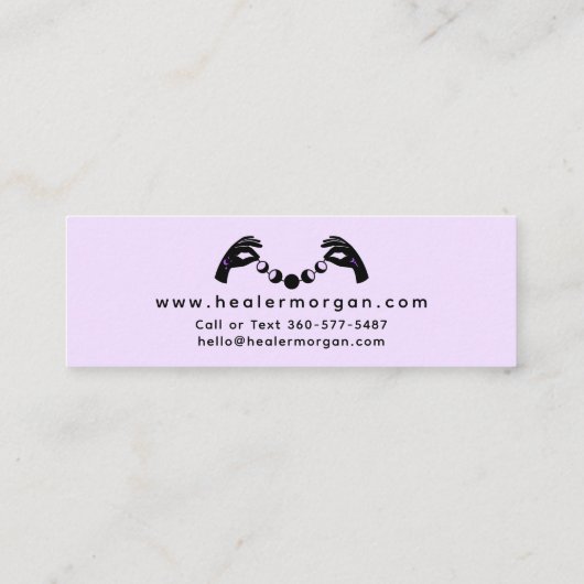 Minimale handpalen en motorfase metafysisch Reiki Mini Visitekaartje (Achterkant)