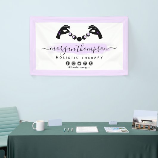 Minimale handpalen en motorfase metafysisch Reiki Spandoek (Beurs)