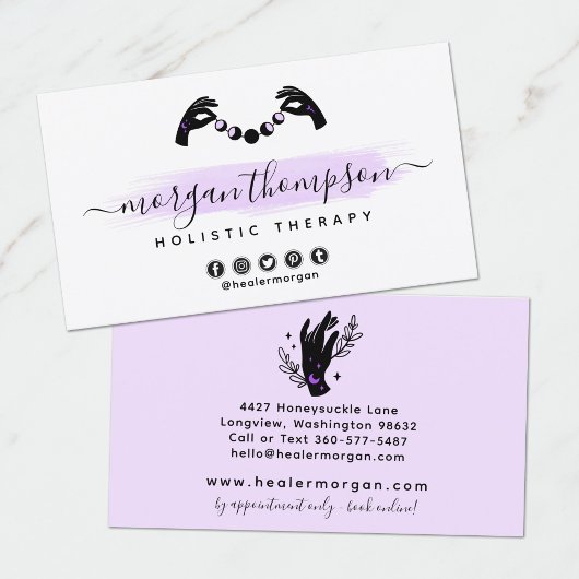 Minimale handpalen en motorfase metafysisch Reiki Visitekaartje