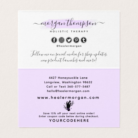 Minimale handpalen Moon Logo Klant Dank u Kaart (Binnenkant ongevouwen)