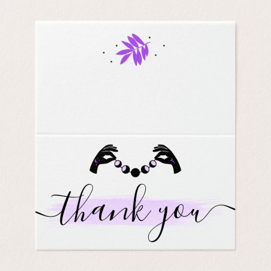 Minimale handpalen Moon Logo Klant Dank u Kaart (Buitenkant ongevouwen)