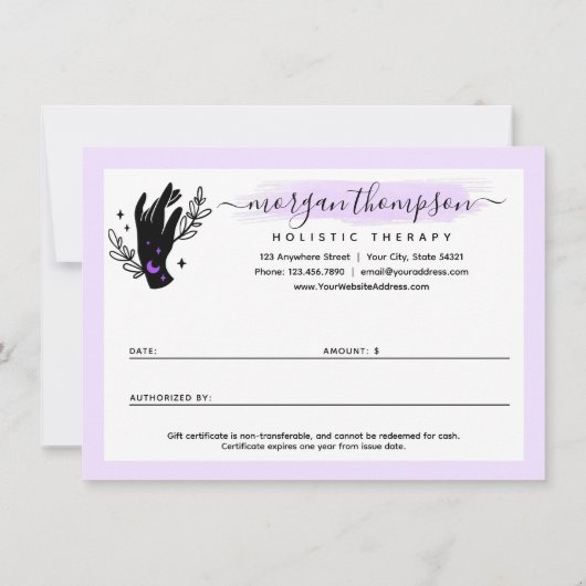 Minimale handpalen Moon Reiki Cadeaukaart Kaart (Achterkant)