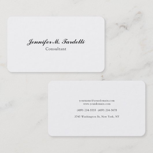 Minimale handschriftherische whitepaper visitekaartje (Voorkant / Achterkant)