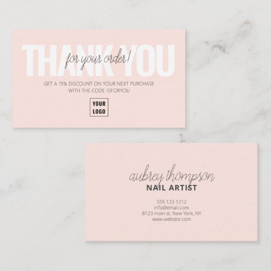 Minimale handschriftremcalligrafie Hartelijk dank Visitekaartje (Voorkant / Achterkant)