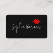 Minimale handtekening Beauty Red Lips Black Visitekaartje (Voorkant)