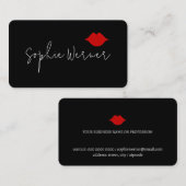 Minimale handtekening Beauty Red Lips Black Visitekaartje (Voorkant / Achterkant)
