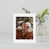 Minimale handtekening Foto bespaart onze datum Folie Uitnodiging Briefkaart (Staand Voorkant)