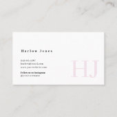 Minimale handtekening Monogram Bleek Roze Visitekaartje (Achterkant)