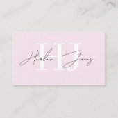 Minimale handtekening Monogram Bleek Roze Visitekaartje (Voorkant)